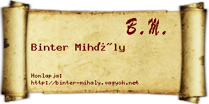 Binter Mihály névjegykártya
